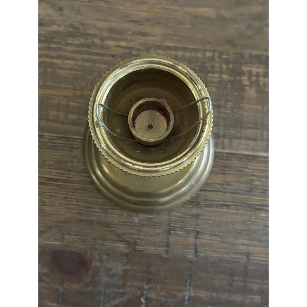 Vintage Lacquered Brass Fluted Pedestal Candlestick Holder Made in India 4‎ Inch